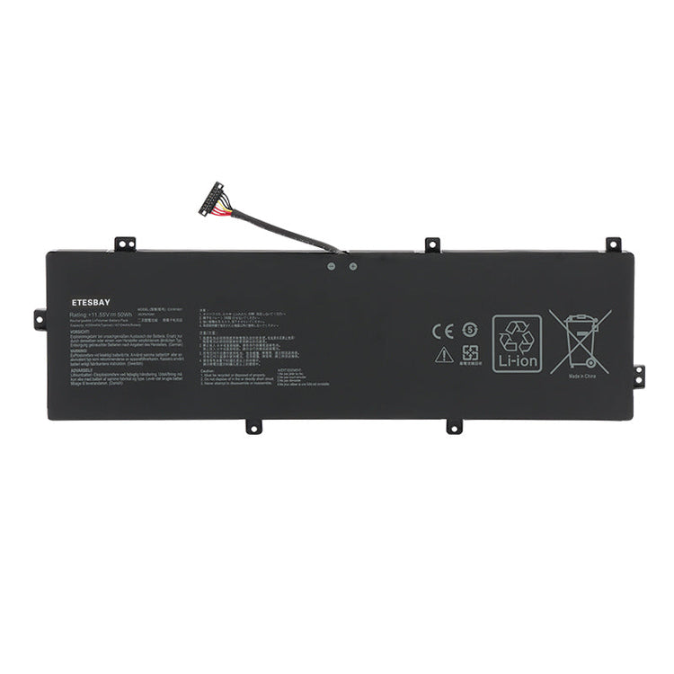 ETESBAY C31N1831 Li-Polymer battery white background with connector wire model C31N1831 11.55V 50Wh CE certified for Asus Pro