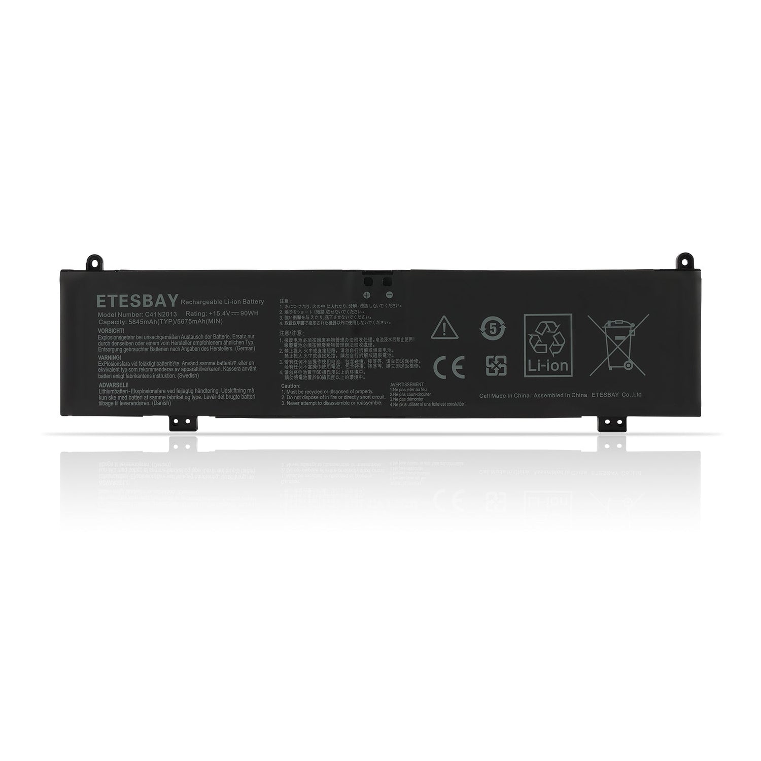 ETESBAY C41N2013 Li-ion battery white background model C41N2013 15.4V 90Wh 5845mAh CE FC certified for Asus ROG gaming laptop