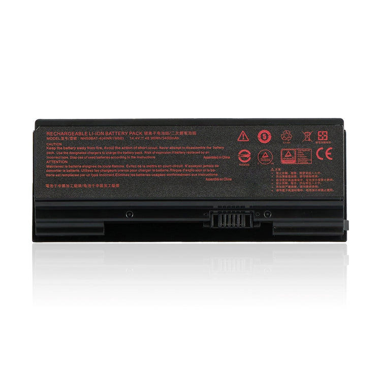 NH50BAT-4 battery specifications: 14.4V 48.96Wh 3400mAh Li-ion, black, brand new replacement battery with 1-year warranty, and compatible replace part numbers.