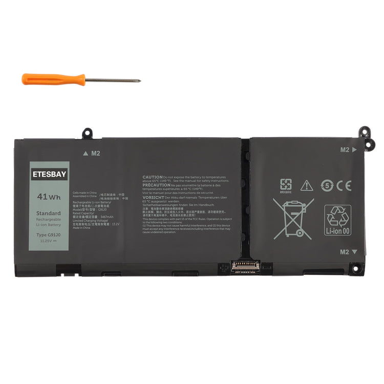 ETESBAY G91J0 laptop battery for Dell, 3467mAh 41Wh 11.25V Li-ion replacement battery with screwdriver