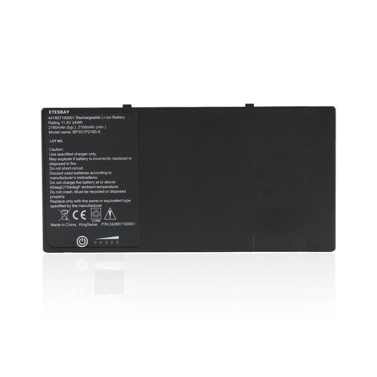 Black ETESBAY replacement battery for Getac F110 Tablet PC, model BP3S1P2160-S, 11.4V 2160mAh/25Wh lithium-ion, 100% brand new with 1-year warranty.