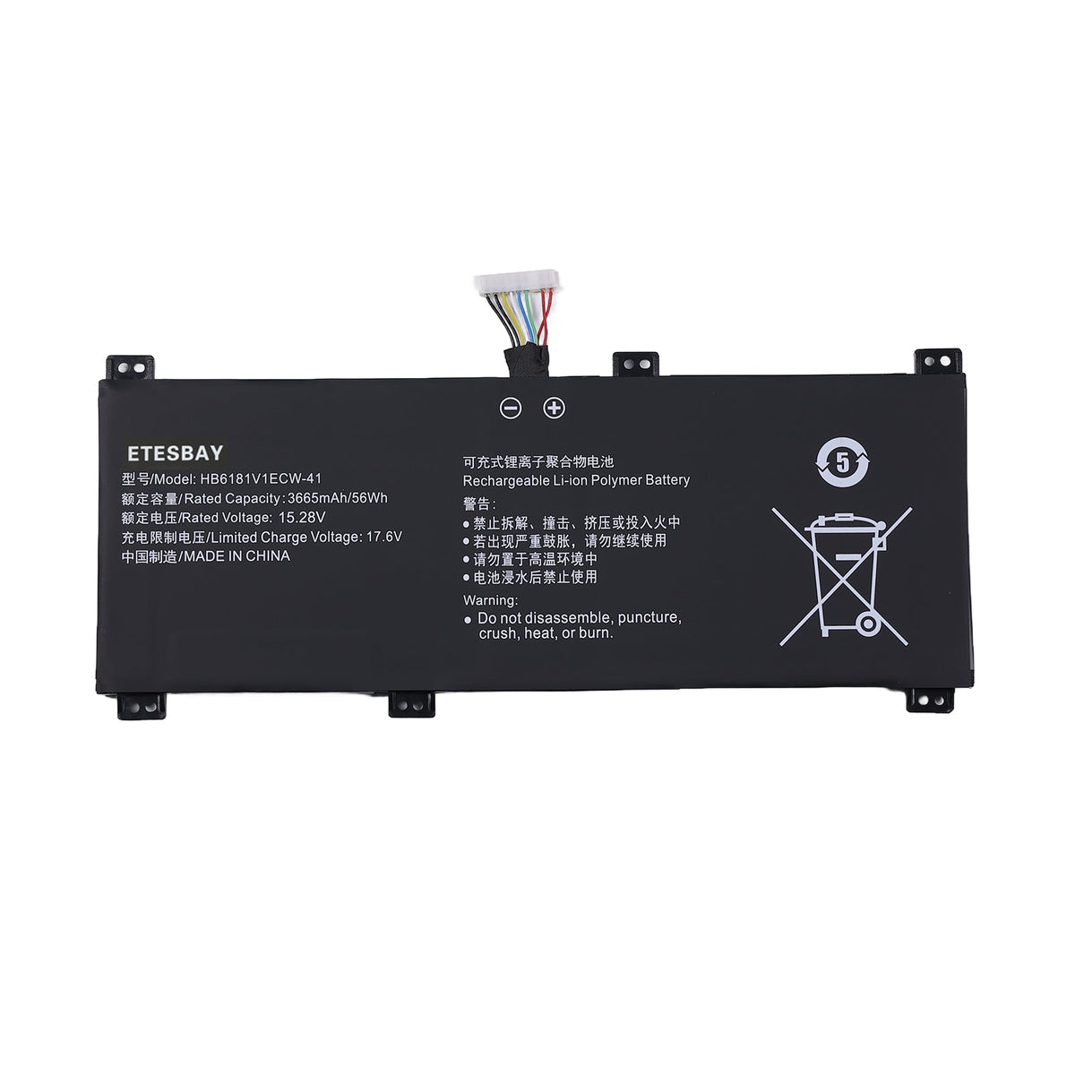 ETESBAY HB6181V1ECW-41 replacement laptop battery 15.28V 56Wh for Honor MagicBook 16 on desk beside laptop