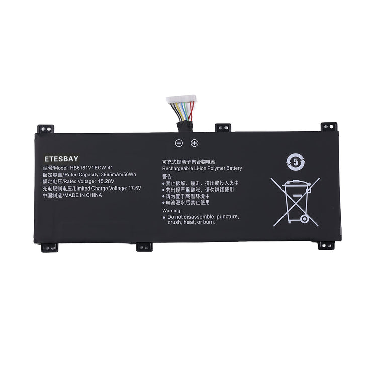 ETESBAY HB6181V1ECW-41 replacement laptop battery 15.28V 56Wh for Honor MagicBook 16 on desk beside laptop