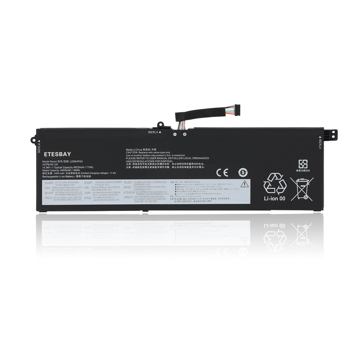 L22M4PG3 Replacement Battery For Lenovo ThinkBook 16+ 2023 Ryzen Edition AMD R7-7840H - Front View on White