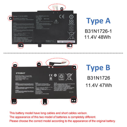 B31N1726 Type A long cable versus Type B short cable version comparison choose correct model by original appearance