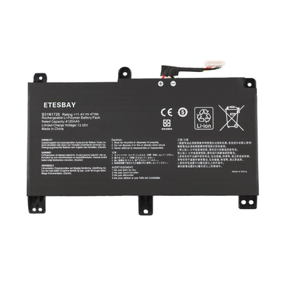ETESBAY B31N1726 Li-Polymer battery white background model B31N1726 11.4V 47Wh CE certified for Asus TUF gaming laptop