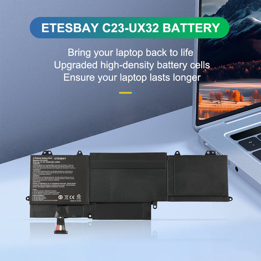 ETESBAY C23-UX32 Li-Polymer battery pack upgraded high-density cells extended life for Asus VivoBook U38 ZenBook UX32