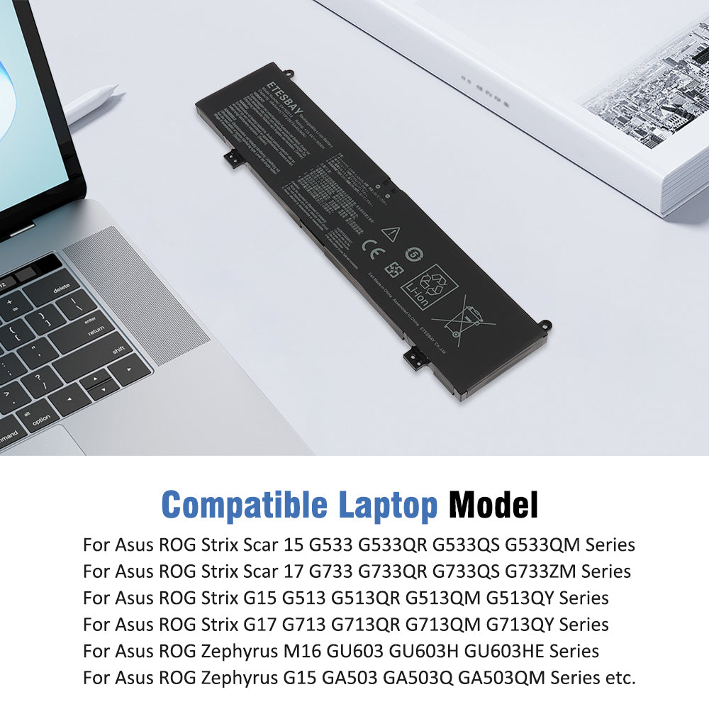 C41N2013 battery beside Asus ROG compatible Strix Scar G15 G17 Zephyrus M16 TUF F15 A17 gaming laptop series models