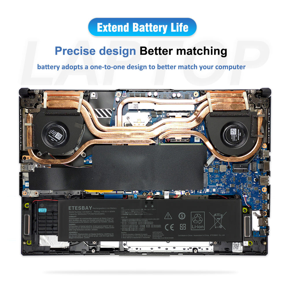 C41N2013 battery installed inside Asus ROG laptop one-to-one design matching original fit for easy replacement installation