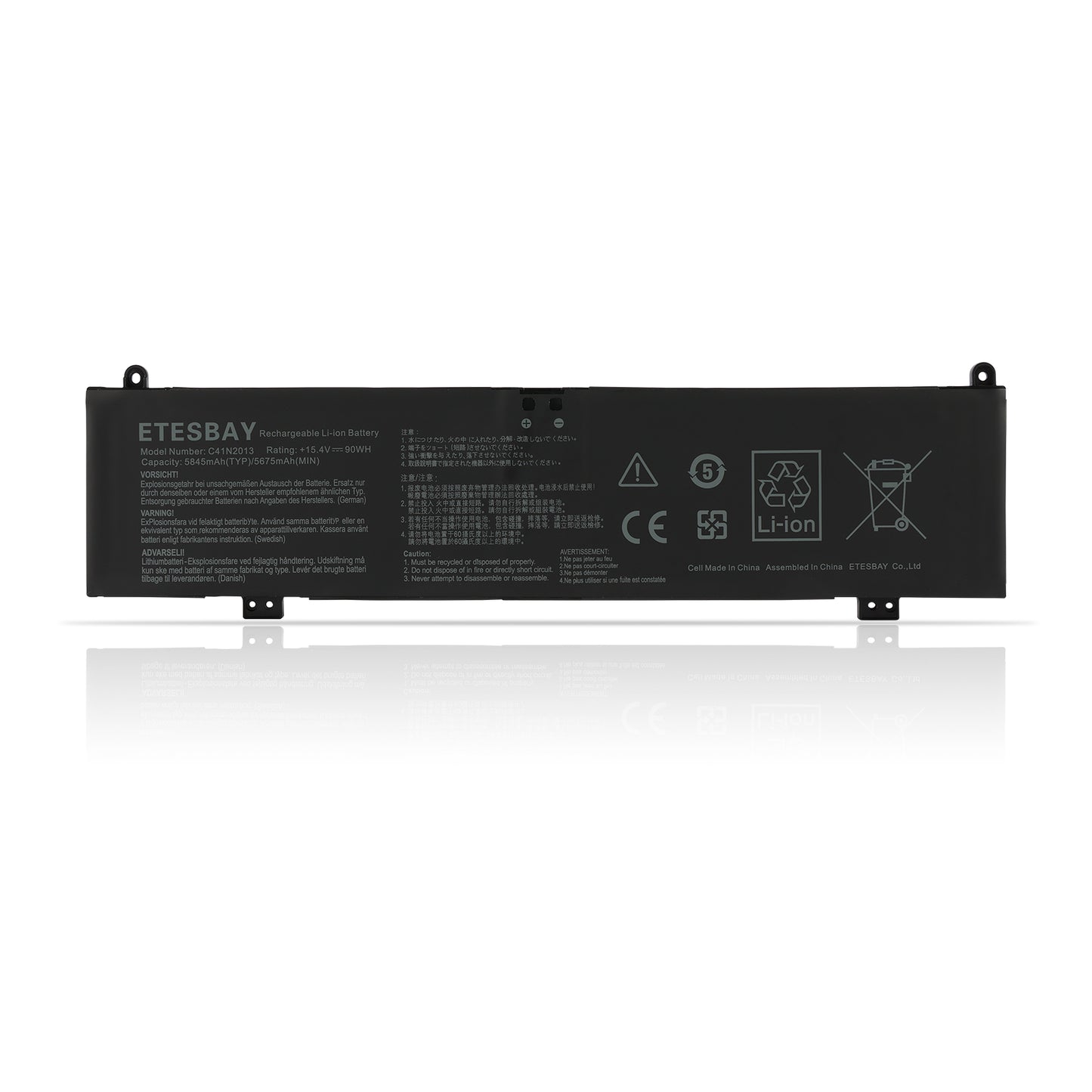 ETESBAY C41N2013 Li-ion battery white background model C41N2013 15.4V 90Wh 5845mAh CE FC certified for Asus ROG gaming laptop