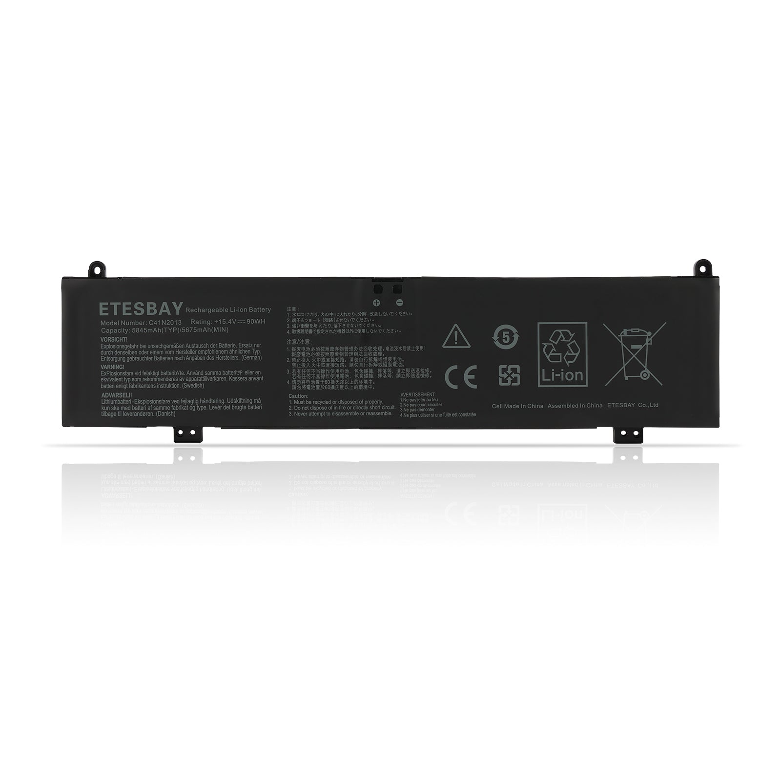 ETESBAY C41N2013 Li-ion battery white background model C41N2013 15.4V 90Wh 5845mAh CE FC certified for Asus ROG gaming laptop