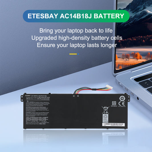 ETESBAY AC14B18J battery upgraded high-density cells with connector wire bring Acer laptop back to life longer replacement