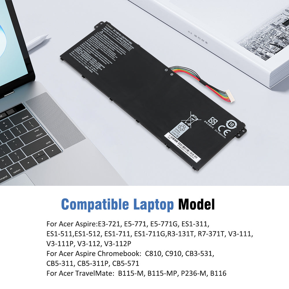 AC14B18J battery beside Acer compatible Aspire E ES1 V3 R7 Chromebook CB3 CB5 and TravelMate B115 P236 B116 models list