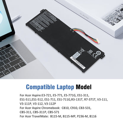 AC14B18J battery beside Acer compatible Aspire E ES1 V3 R7 Chromebook CB3 CB5 and TravelMate B115 P236 B116 models list