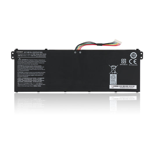 ETESBAY AC14B18J Li-ion battery white background with multi-color connector wire model AC14B18J 11.4V 36Wh CE for Acer