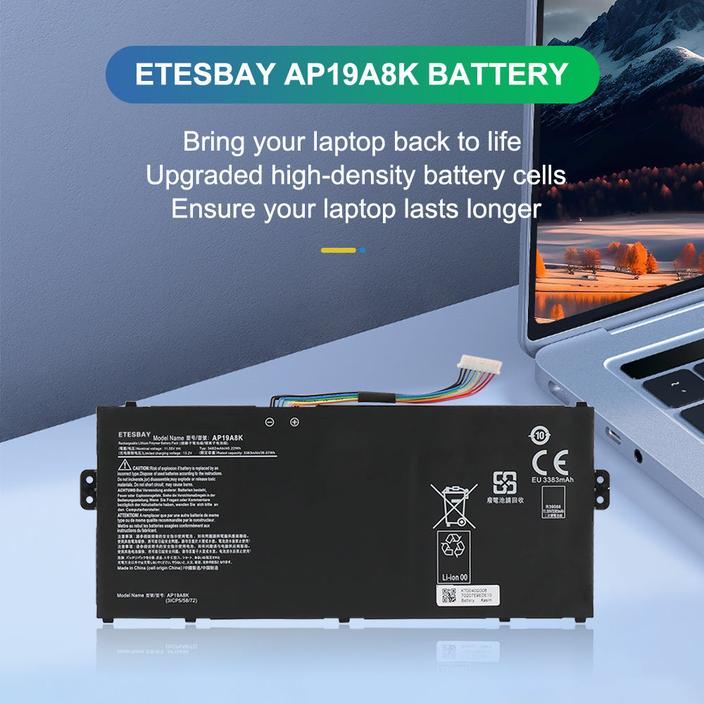 ETESBAY AP19A8K battery upgraded high-density cells bring Acer Chromebook back to life longer lasting replacement