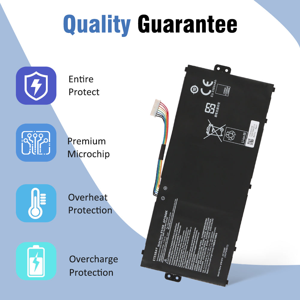 AP19A8K battery entire protect premium microchip overheat and overcharge protection for Acer Chromebook laptops safety