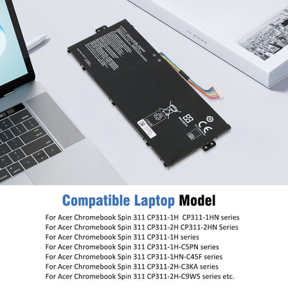 AP19A8K battery beside Acer Chromebook compatible Spin 311 CP311-1H CP311-2H CP311-1HN C5PN series models list