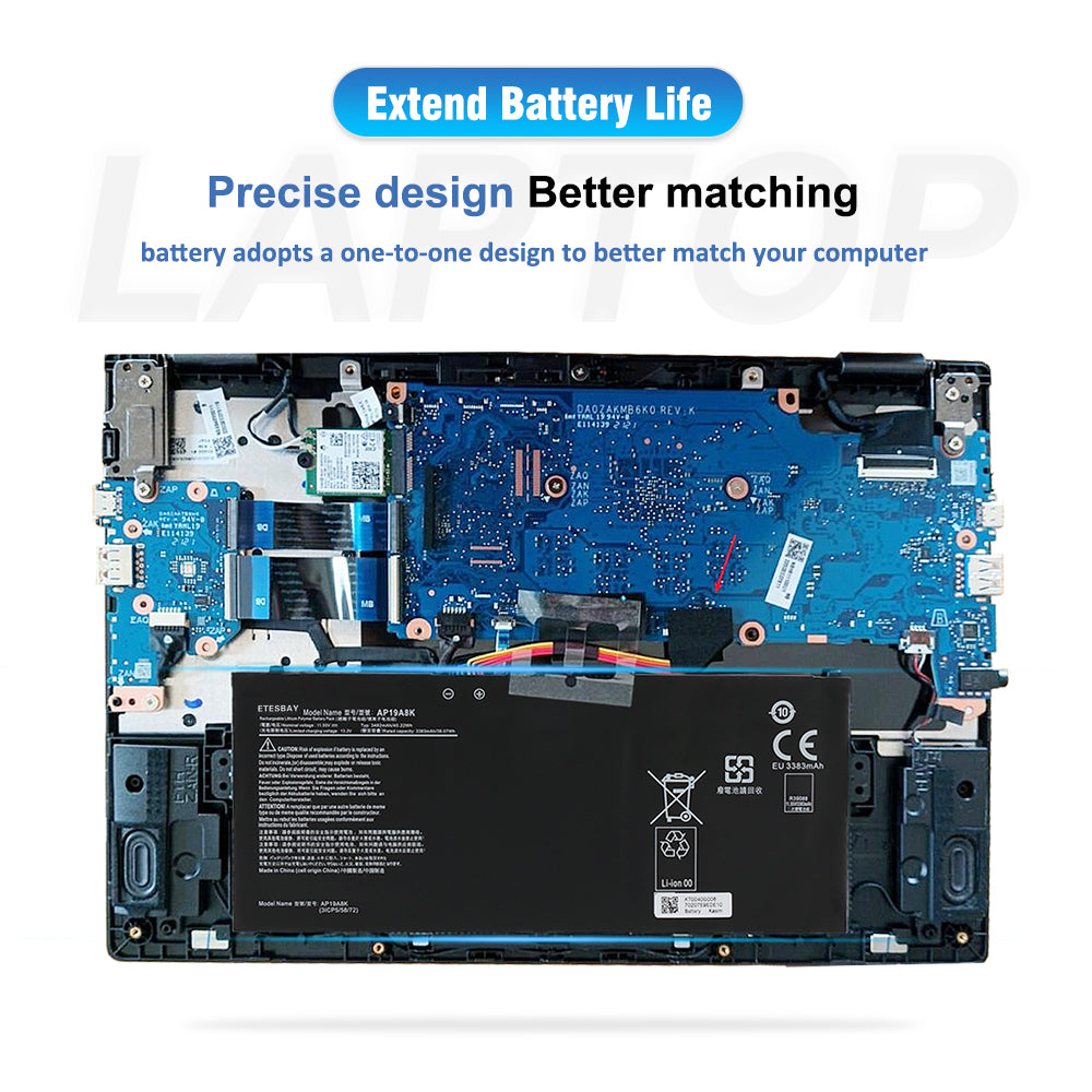 AP19A8K battery installed inside Acer Chromebook one-to-one design matching original fit for easy replacement installation