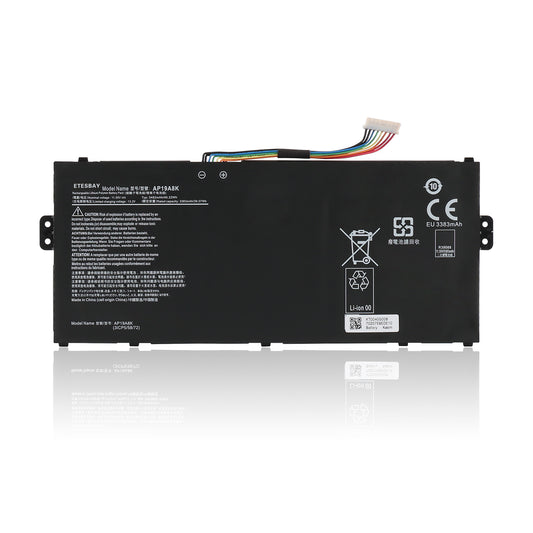 ETESBAY AP19A8K Li-ion battery white background with multi-color connector wire model AP19A8K 11.55V 40.22Wh CE for Acer