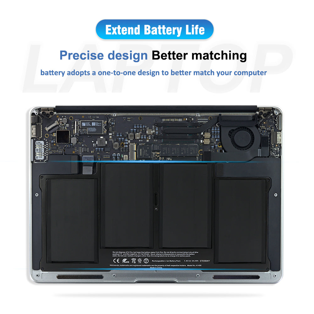 A1496 battery installed inside MacBook Air one-to-one design matching original fit for easy replacement installation