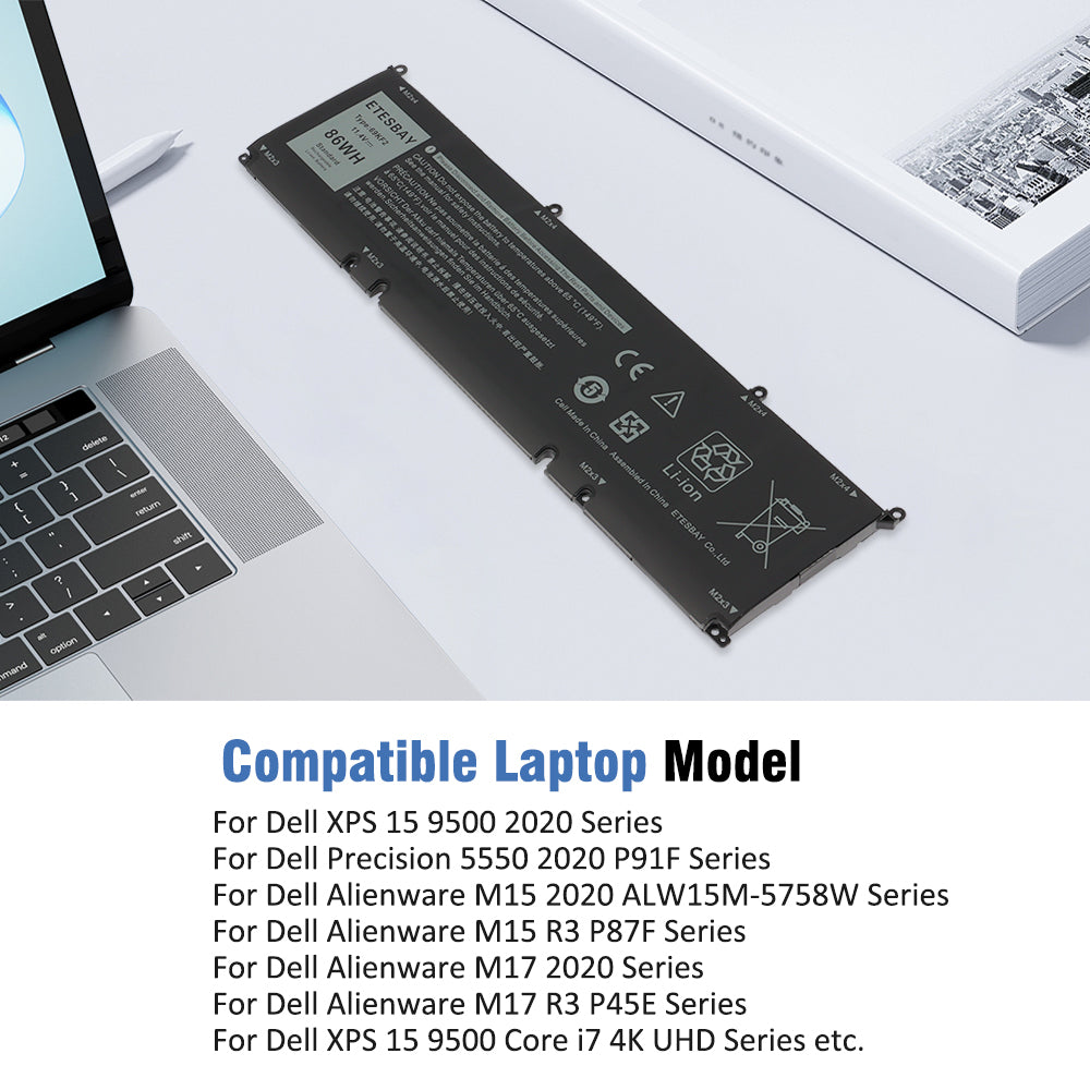 69KF2 compatible with Dell XPS 15 9500 Precision 5550 Alienware M15 M17 G7 15 laptop shown together