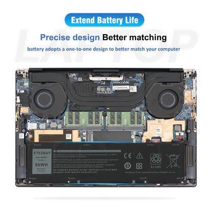 69KF2 86WH battery installed inside Dell laptop internal compartment precise design better matching fitment