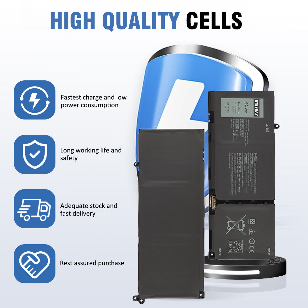 G91J0 Dell battery dual-angle view - fast charging long lifespan in-stock availability with quality guarantee