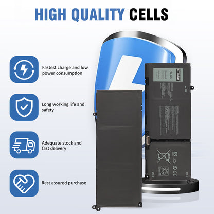 G91J0 Dell battery dual-angle view - fast charging long lifespan in-stock availability with quality guarantee