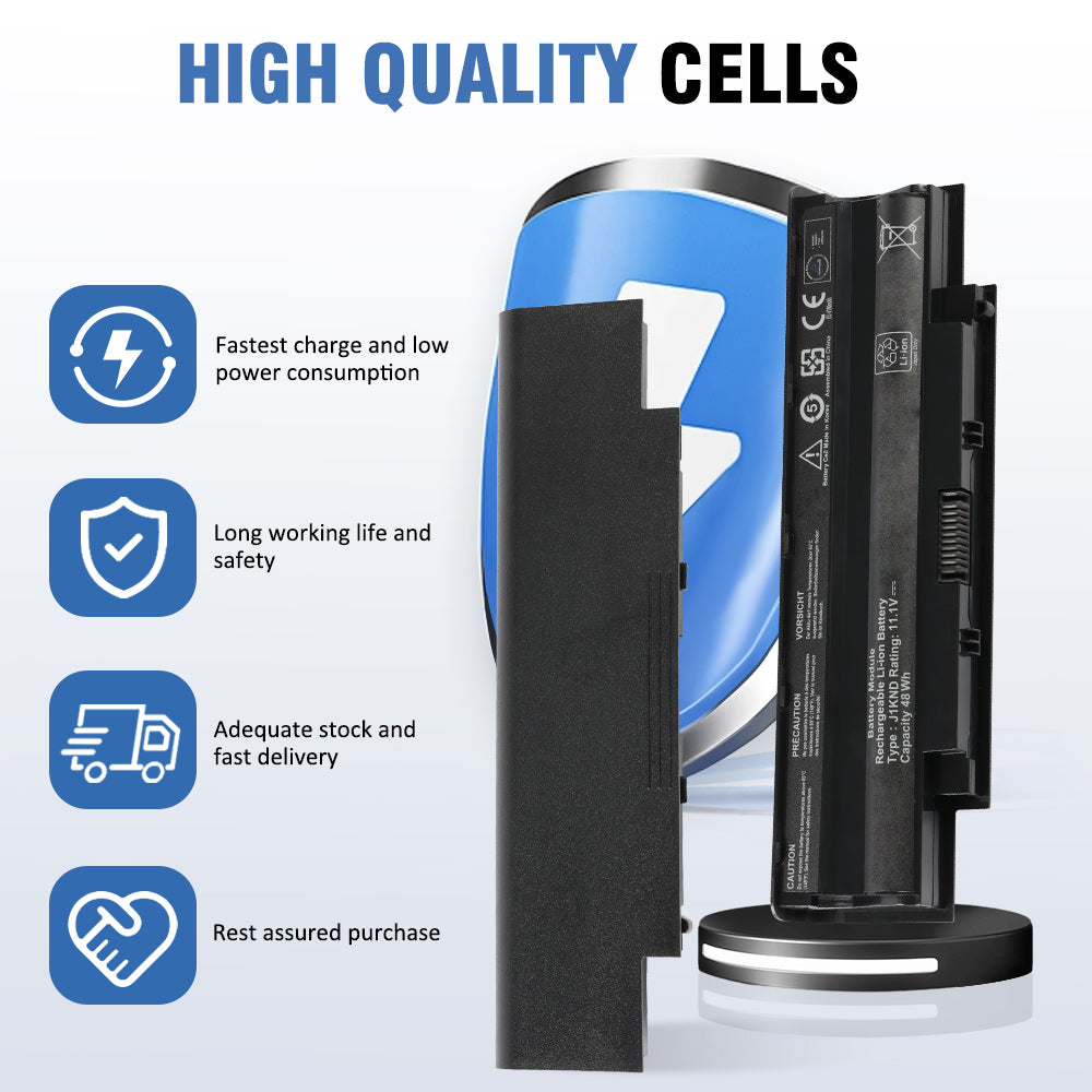 J1KND replacement battery with front cover removed, presenting high quality cells, fast charging and long service life