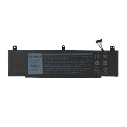ETESBAY TDW5P 15.2V 76Wh Li-ion replacement battery, black, compatible with Dell Alienware 13 / R3 / ALW13C series laptops.