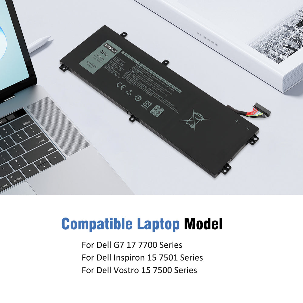 V0GMT 56Wh battery compatible with Dell G7 17 7700, Inspiron 15 7501, Vostro 15 7500 series