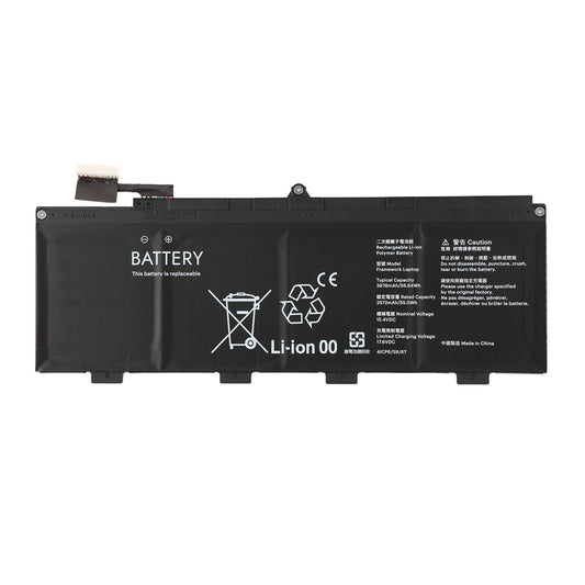 Framework 13 laptop replacement battery front view showing BATTERY label Li-ion 00 CE mark and flex connector