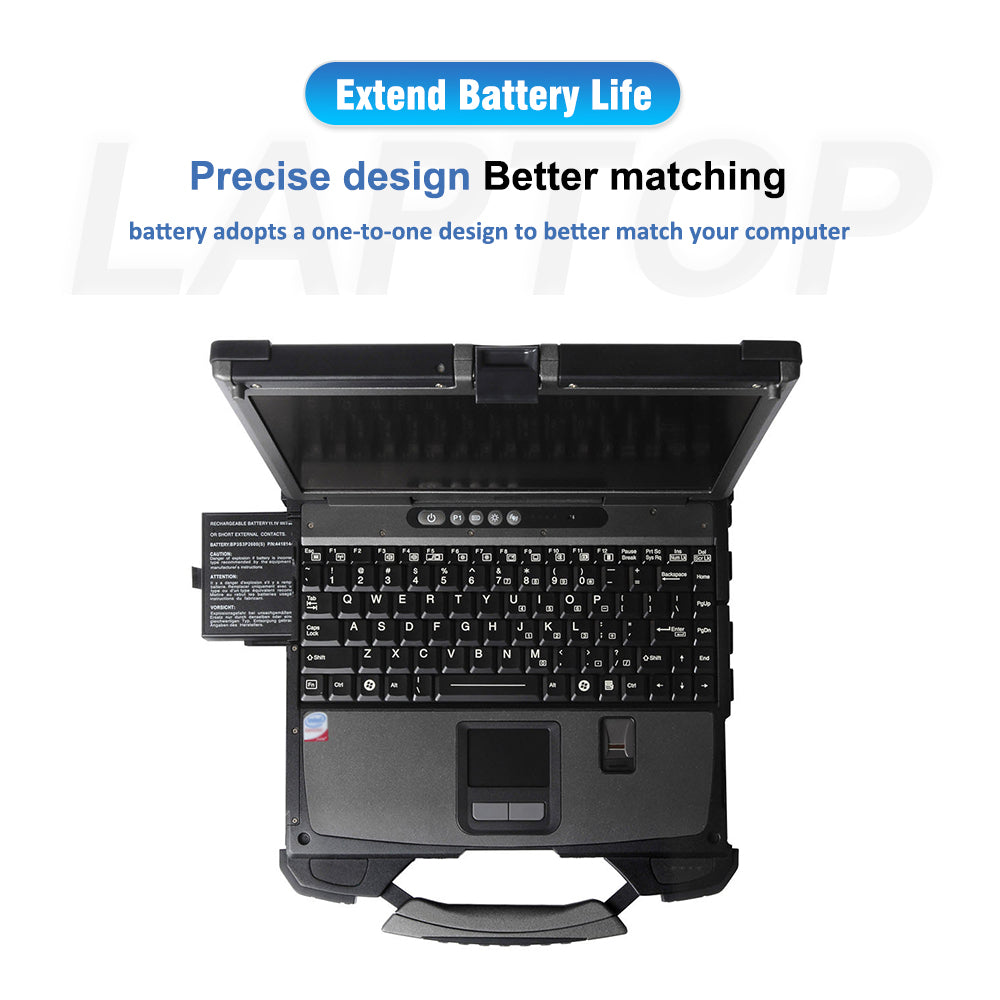 BP3S3P2900 battery installed in Getac B300X rugged laptop showing precise one-to-one design matching for extended battery life replacement