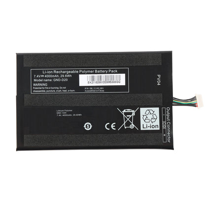 GNG-D20 7.4V 4000mAh Li-polymer battery front view with label barcode and output connector