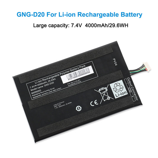 GNG-D20 29.6Wh Li-ion rechargeable battery large capacity for Gigabyte tablet replacement