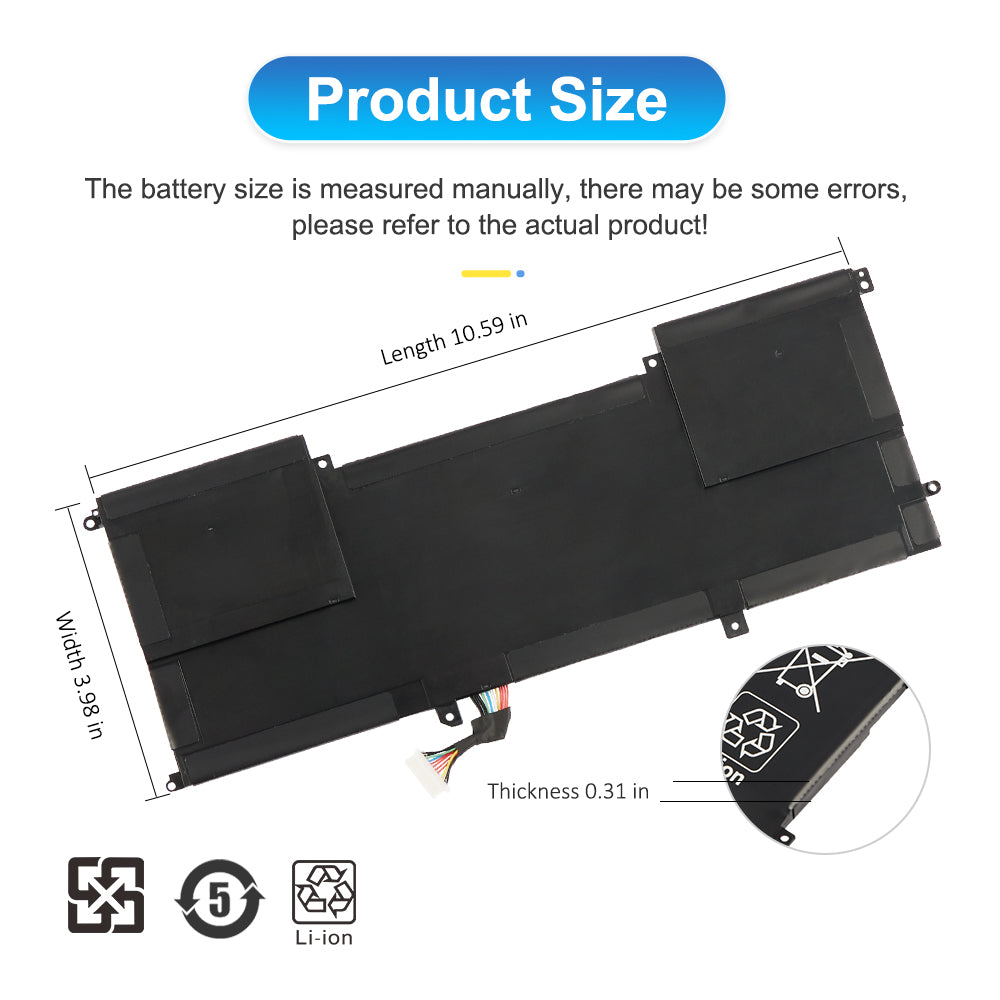 AB06XL battery product size dimensions 10.59x3.98x0.31 inches for HP Envy 13