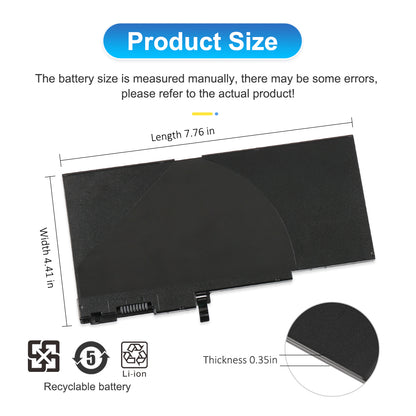 CM03XL battery product dimensions size 7.76x4.17x0.35 inches for HP EliteBook ZBook series