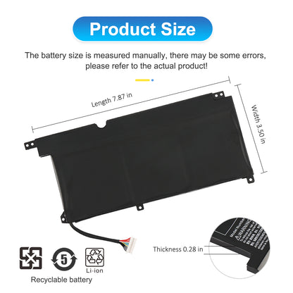 PG03XL battery product size dimensions 7.87x3.50x0.28 inches for HP Pavilion Gaming 15 DK series