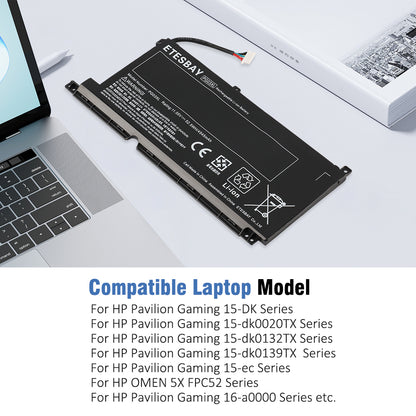 PG03XL battery compatible laptop models HP Pavilion Gaming 15 DK 15 ec OMEN 5X FPC52 16 a0000 series