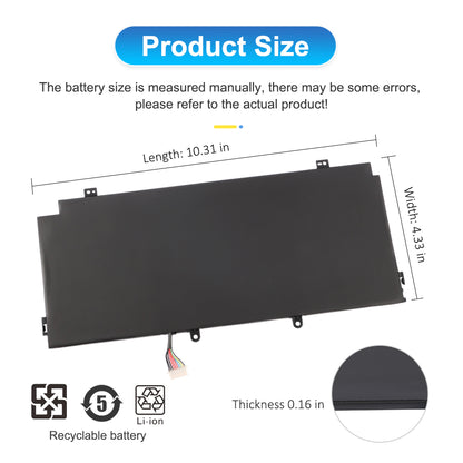 SH03XL battery dimensions showing length 10.31 in width 4.33 in thickness 0.16 in