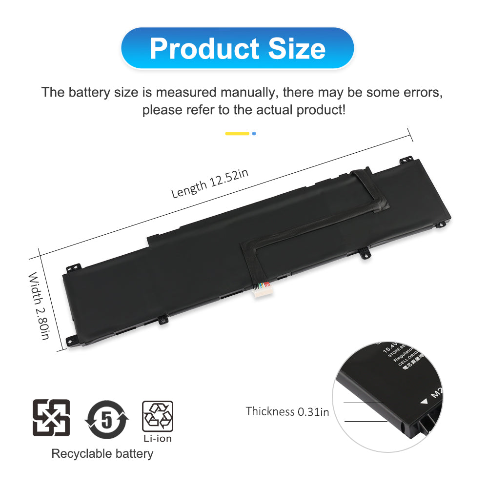 ETESBAY WK04XL battery product dimensions showing length 12.52in, width 2.80in, thickness 0.37in