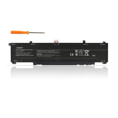 ETESBAY WK04XL 15.4V 70.13Wh Li-ion replacement battery for HP OMEN and Victus laptops, shown with screwdriver