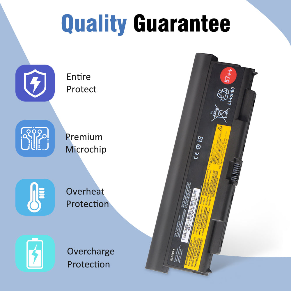 T440P 45N1152 replacement battery quality guarantee with overheat, overcharge, short-circuit and microchip protection icons.