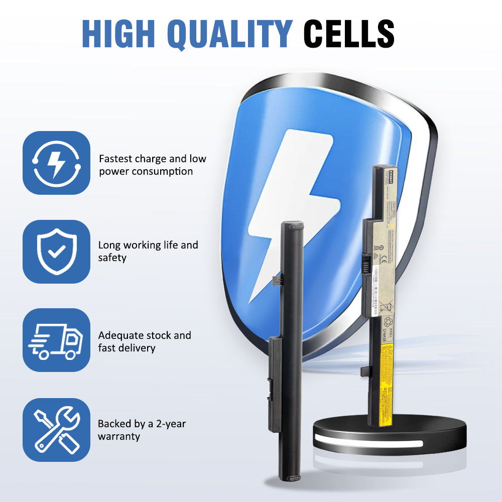 M4450 L12S4E55 battery with high-quality cells icons showing fast charge, long life, safety and warranty.