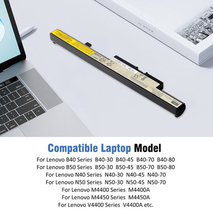M4450 battery compatible with Lenovo B40, B50, N40, N50, M4400A, M4450A and V4400A laptop series.