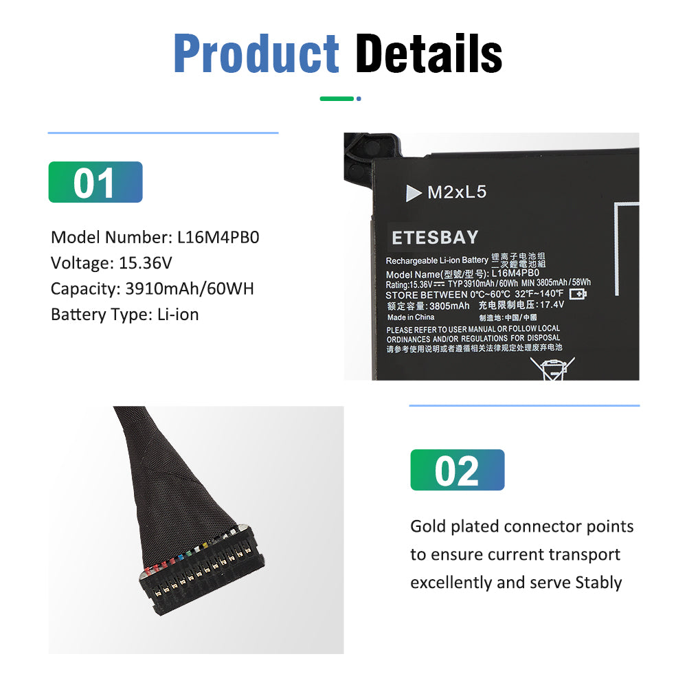 L16M4PB0 Replacement Battery For Lenovo Y720-15lkb Legion Y720-15i - Product Details