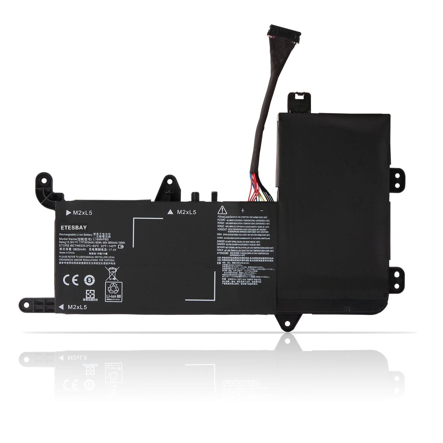 L16M4PB0 Replacement Battery For Lenovo Y720-15lkb Legion Y720-15i - Front View on White