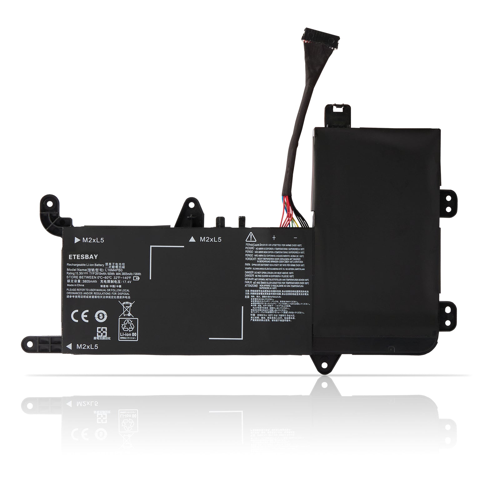 L16M4PB0 Replacement Battery For Lenovo Y720-15lkb Legion Y720-15i - Front View on White